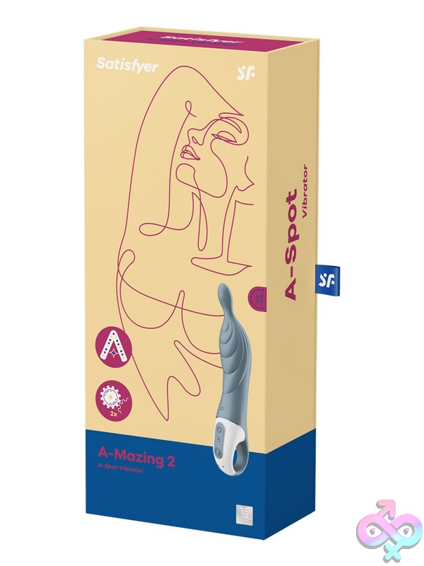 Discreet-Toys-A-Mazing-2-Grey-Nu-J2018-213-2 Gray Silicone A-Spot Vibrator With Grooved Texture And Flexible Tip By Satisfyer