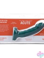 Curved textured emerald green silicone dildo by Tantus