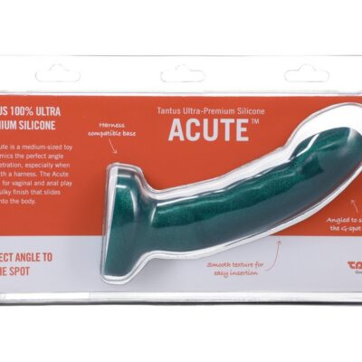 Curved textured emerald green silicone dildo by Tantus