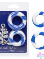 Admiral 2 Ring Set graduated blue silicone cock rings by California Exotic Novelties