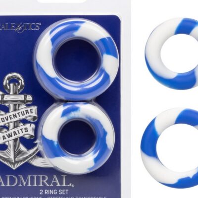 Admiral 2 Ring Set graduated blue silicone cock rings by California Exotic Novelties