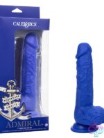 Admiral 7 inch vibrating silicone dong in blue with suction cup base by California Exotic Novelties