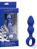 Admiral Advanced Beaded Probe in blue silicone with easy-pull handle by California Exotic Novelties