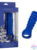 Blue beaded liquid silicone penis extension sleeve by California Exotic Novelties