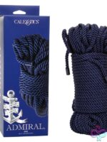 98.5 ft. soft blue bondage rope coiled for Shibari and restraint play by California Exotic Novelties