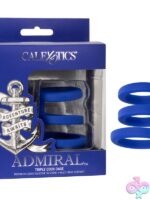 Admiral Triple Cock Cage blue liquid silicone triple-ring enhancer by California Exotic Novelties