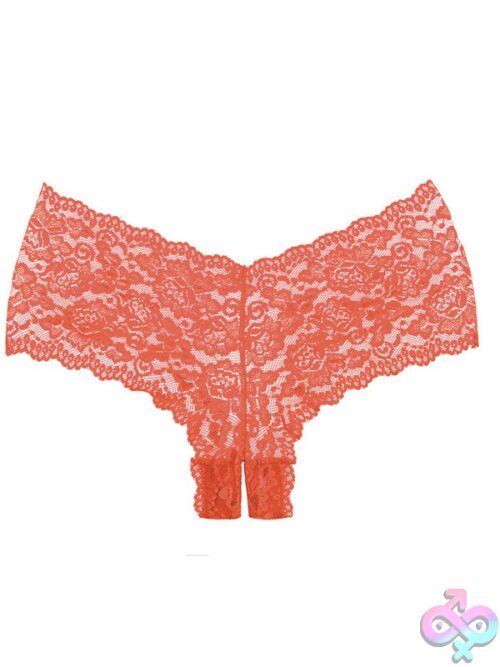 Adore Candy Apple Crotchless Lace Booty Short – Red - Image 2