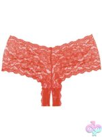 Adore Candy Apple Crotchless Lace Booty Short – Red - Image 3