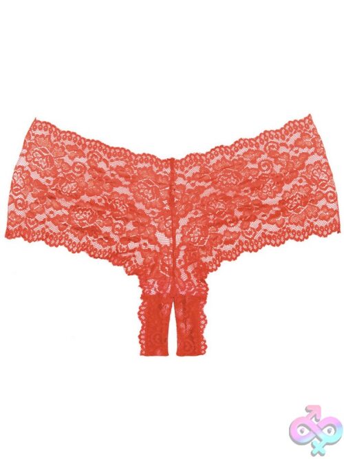 Adore Candy Apple Crotchless Lace Booty Short – Red - Image 3