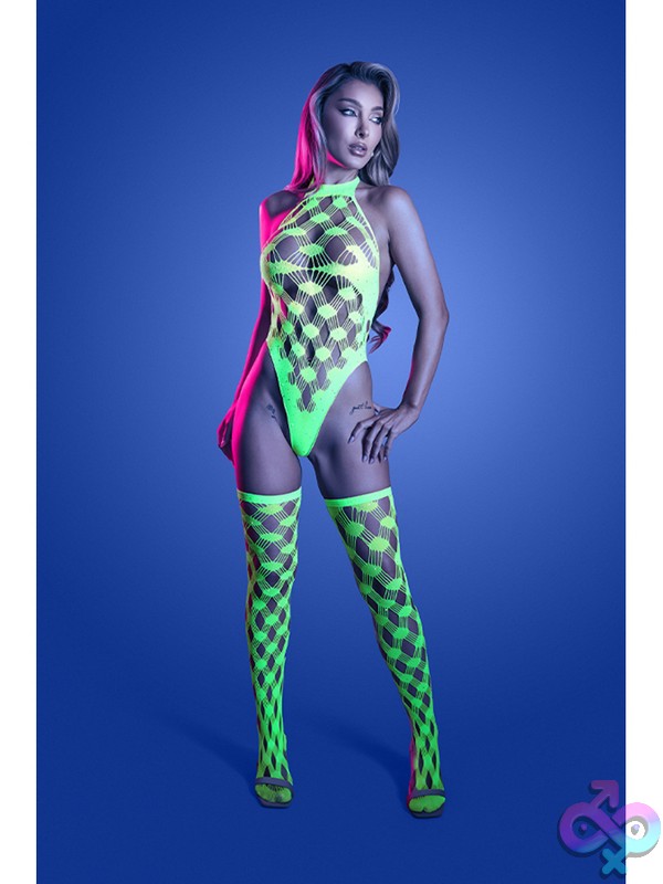 Discreet-Toys-Adrenaline-Rhinestone-Teddy-Stockings-One-Size-Nu-Gl2662-Os-B Rhinestone Fishnet Teddy And Stockings In Neon Green By Fantasy Lingerie