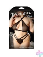 Black stud-detail criss-cross halter top and panty queen size set by Fantasy Lingerie