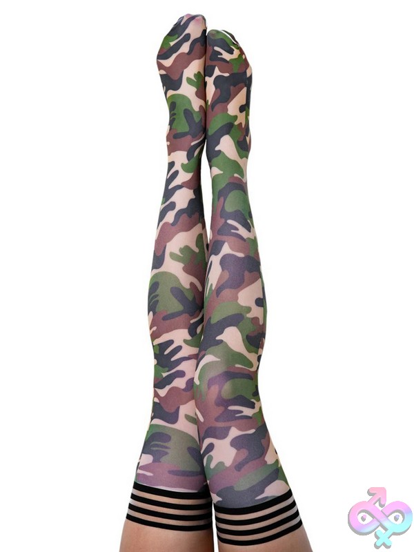 Discreet-Toys-Alex-Camouflage-Size-B-Nu-Kx-1348B Camouflage No-Slip Thigh High Stockings In Nylon And Spandex By Kixies