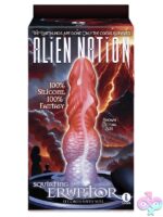 Alien Nation Eruptor squirting fantasy dildo in silver-to-red ombre platinum silicone by Icon Brands