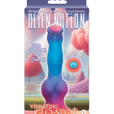 Alien Nation Glo-Spot glow-in-the-dark vibrating dildo in blue by Icon Brands