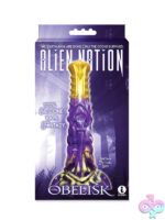 Purple textured exotic dildo with gold crown and tribal ridge detailing by Icon Brands