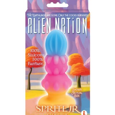 Small glow-in-the-dark textured butt plug in multi-color by Icon Brands