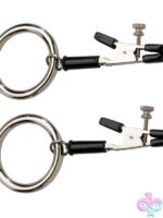 Adjustable alligator tip nipple clamps with silver metal O-rings by Spartacus