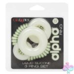 Alpha Glow-in-the-Dark Liquid Silicone 3 Ring Set - White - Image 2