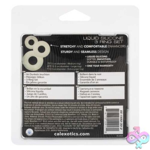 Alpha Glow-In-The-Dark Liquid Silicone 3 Ring Set - White - Image 3