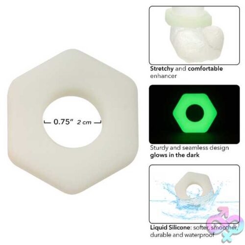 Alpha Glow-In-The-Dark Liquid Silicone Prolong Sexagon Ring - White - Image 4