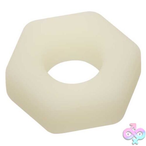 Alpha Glow-In-The-Dark Liquid Silicone Prolong Sexagon Ring - White - Image 5