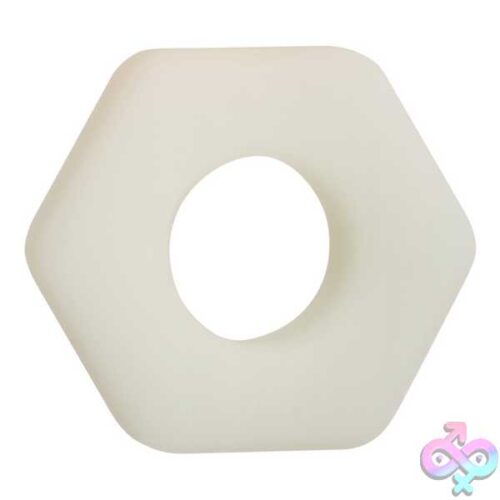 Alpha Glow-In-The-Dark Liquid Silicone Prolong Sexagon Ring - White - Image 7