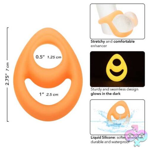 Alpha Glow-In-The-Dark Liquid Silicone Teardrop Ring - Orange - Image 4