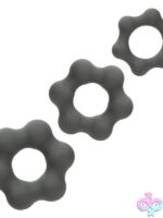 Gray Silicone 3 Ring Endurance Set by CalExotics — waterproof liquid silicone cock ring trio