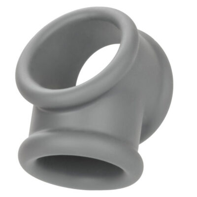 Alpha Liquid Silicone Precision Ring Gray by CalExotics — dual-ring stretchy silicone cock ring
