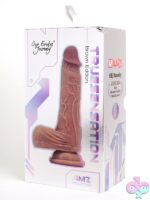 Realistic beige app-controlled thrusting and warming silicone dildo by Our Erotic Journey