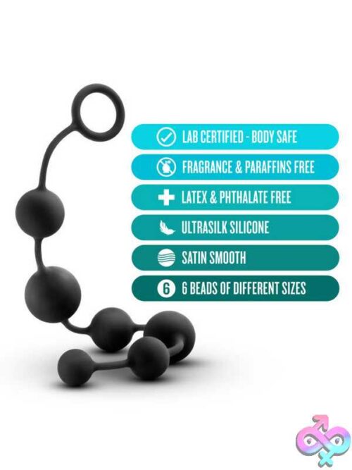 Anal Adventures - Platinum - Silicone Large Anal Beads - Black - Image 2