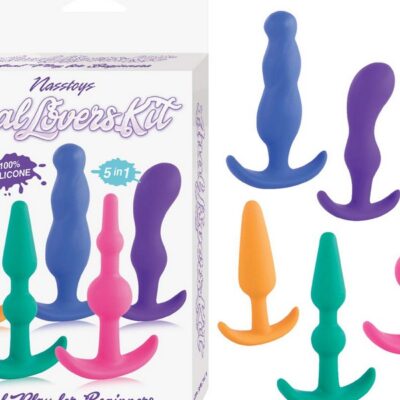 Five-piece beginner anal plug set in multicolor silicone by Nasstoys