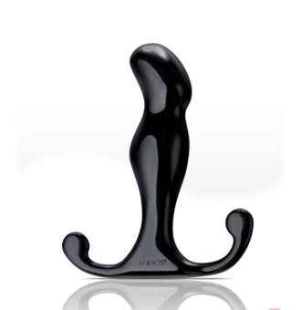 Compact Black Prostate Massager With Dual Stimulation Tabs And Smooth Glass-Like Finish By Aneros