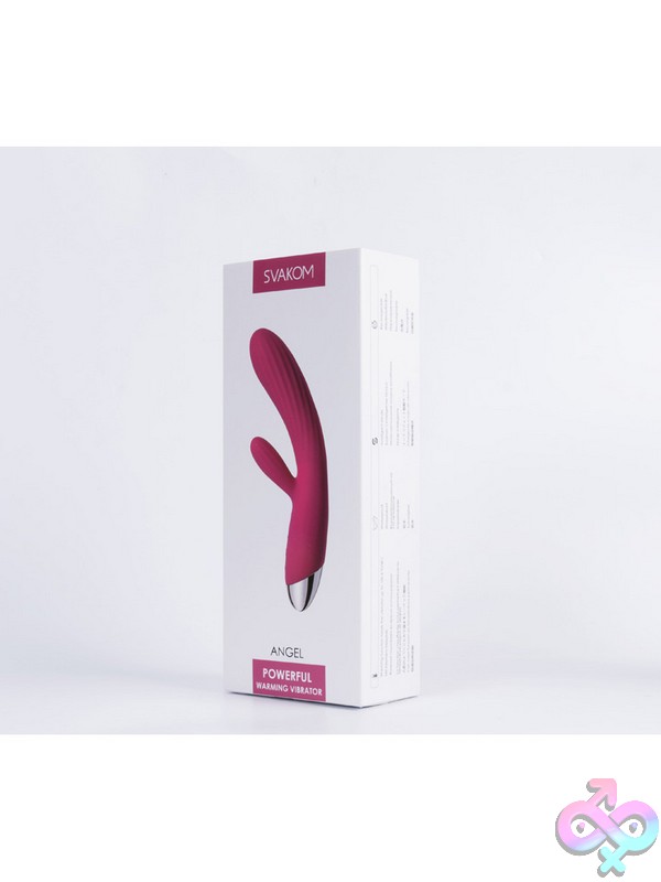 Discreet-Toys-Angel-Plum-Red-Nu-Svk-Sudv-03B-Pmr Plum Red Deep-Curve Rabbit Vibrator With Dual Motors And Warming Function By Svakom