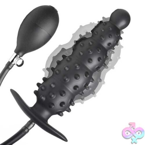 Ass Puffer Nubbed Inflatable Silicone Anal Plug - Black - Image 6