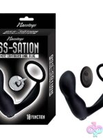 Curved contoured anal plug and cock ring combo in black silicone by Nasstoys