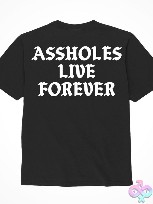 Discreet-Toys-Assholes-Live-Forever-Shirt-Medium-Black-Nu-Dj0666-02Bu Bold Black Cotton Statement Graphic Tee In Medium By Assholes Live Forever