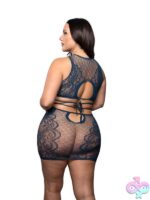 At Last Tie-Back Floral Lace Top & Skirt Set – Navy - Image 3