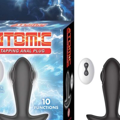 Atomic tapping remote control anal plug in black body-safe silicone by Nasstoys