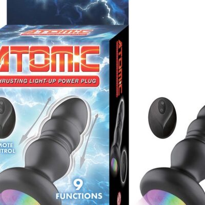 Atomic thrusting light-up remote control plug in black body-safe silicone by Nasstoys