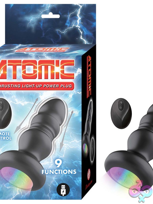 Discreet-Toys-Atomic-Thrusting-Light-Up-Power-Plug-Black-Nu-Nw3241 Atomic Thrusting Light-Up Remote Control Plug In Black Body-Safe Silicone By Nasstoys