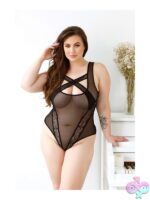 Audrey Criss-Cross Mesh Bodysuit in Black – 1X/2X - Image 2