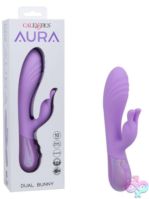 Discreet-Toys-Aura-Dual-Bunny-Nu-Se-0648-53-3 Purple Dual Bunny Rabbit Vibrator With Flickering Ears And Silicone Shaft By California Exotic Novelties