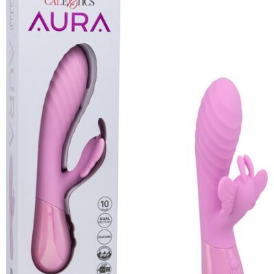 Pink dual flutter rabbit vibrator in body-safe silicone by California Exotic Novelties