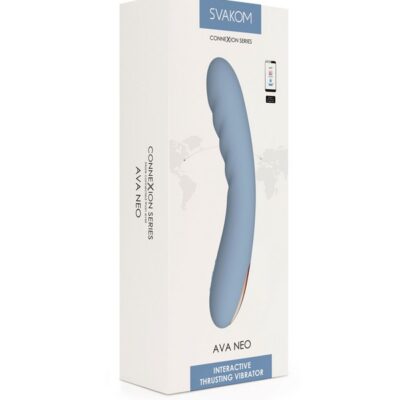 Curved cornflower blue thrusting G-spot vibrator in silicone by Svakom