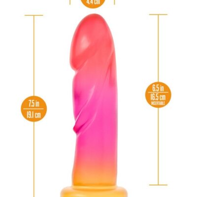 Handcrafted Silicone Dildo Avant Sunburst by Blush — coral pink gold gradient artisan design
