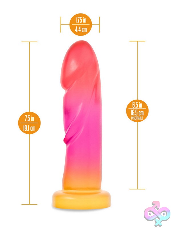 Discreet-Toys-Avant-Handcrafted-Artisan-Dildo-Sunburst-Nu-Bl-33800 Handcrafted Silicone Dildo Avant Sunburst By Blush — Coral Pink Gold Gradient Artisan Design