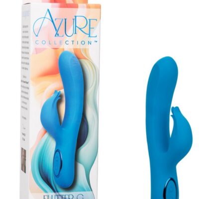 Azure Collection Flutter G dual-motor rabbit vibrator in blue silicone by California Exotic Novelties