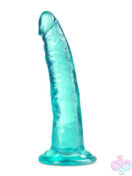 Teal Dildo With Suction Cup Base — B Yours Plus Lust N Thrust By Blush, Realistic Feel Tpe