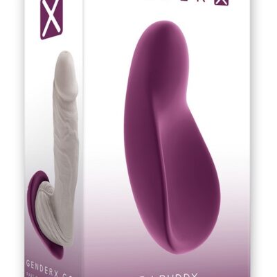 Cupped handheld vibrating couples toy in purple by Gender X